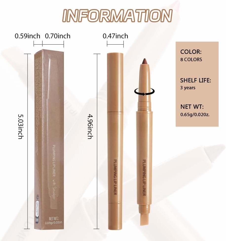 Lápis delineador labial fosco, delineador labial volumoso, fórmula cremosa de longa duração, com borrão de silicone para definir contornos e esculpir lábios, delineadores labiais de giz de - Imagem 8
