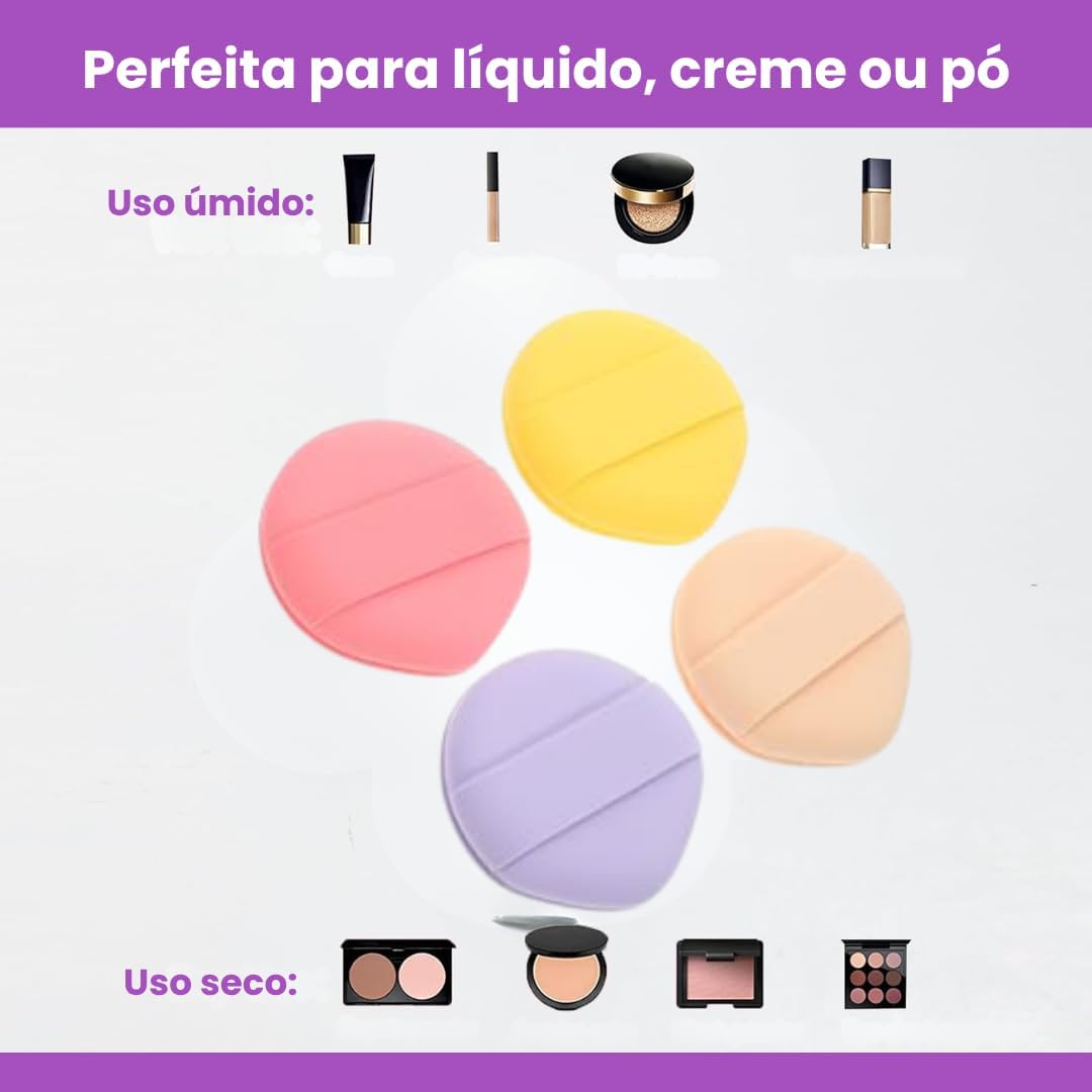 Kit 4 Esponjas de Maquiagem – Toque Macio, Alta Elasticidade, Aplicação Impecável, Cores Pastel Premium para Base, Corretivo e Pó Compacto - Imagem 5