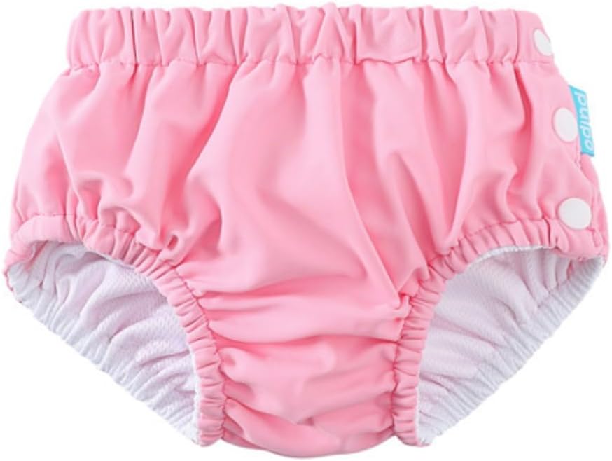 Pulpo Fralda de Piscina Reutilizável UV50+, 6 a 24 Meses, Cores Sólidas, Unissex (Rosa Claro, 12 a 18 meses)
