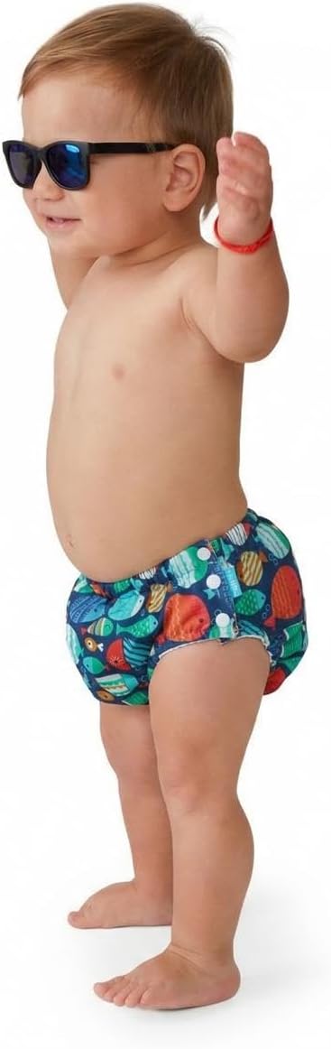 Pulpo Fralda de Piscina Reutilizável UV50+, 6 a 24 Meses, Estampada (Listrado Rosa, Até 6 meses) - Imagem 6
