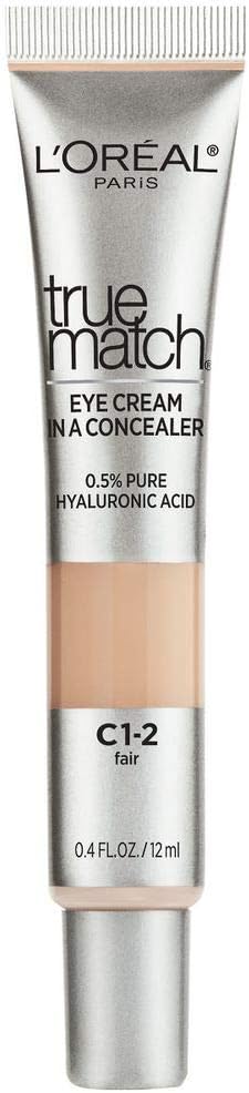 L'Oreal Paris True Match Creme para os olhos em um corretivo, 0,5% de ácido hialurônico, Fair C1-2, 11,8 ml