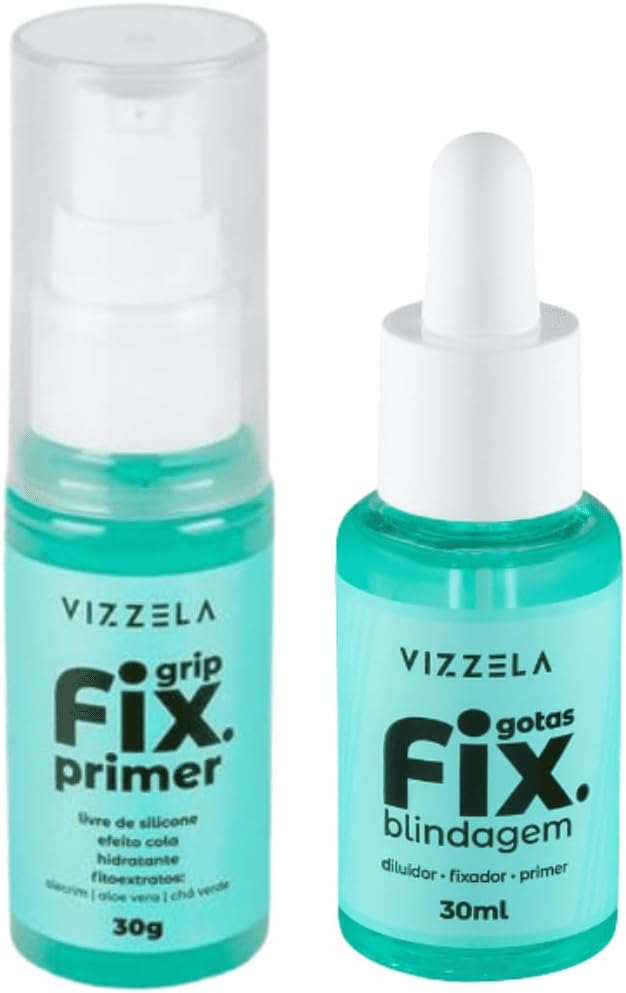 Kit Primer Grip Fix + Gotas Fix Vizzela Fixação Prolongada