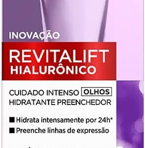 L’Oréal Paris Creme Para Área Dos Olhos Anti-Idade Revitalift Hialurônico, Cuidado Intenso e Combate às Olheiras, 15G