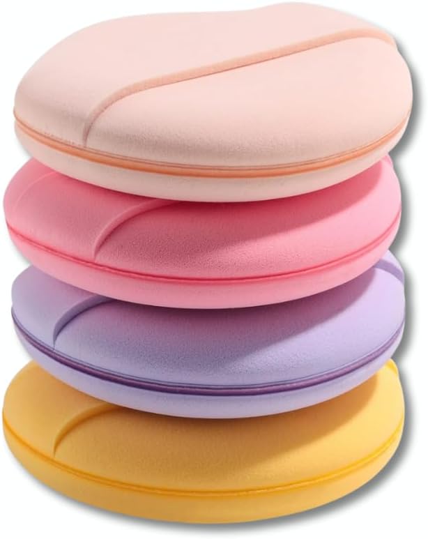 Kit 4 Esponjas de Maquiagem – Toque Macio, Alta Elasticidade, Aplicação Impecável, Cores Pastel Premium para Base, Corretivo e Pó Compacto