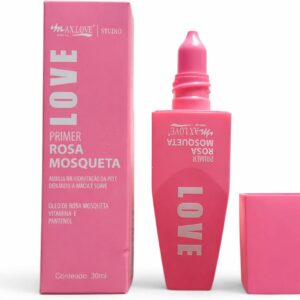 Max Love Primer Facial Rosa Mosqueta, 30ml, Pré-Maquiagem Hidratante, com Vitamina E e Pantenol, Uniformiza a Pele e Prolonga a Fixação