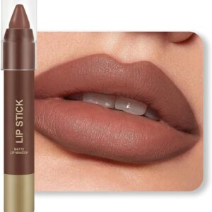 BINGBRUSH Combo de delineador labial e batom 2 em 1, lápis labial à prova d'água de longa duração, à prova de manchas, maquiagem labial feminina pigmentada Hign (02#Blush Whisper)
