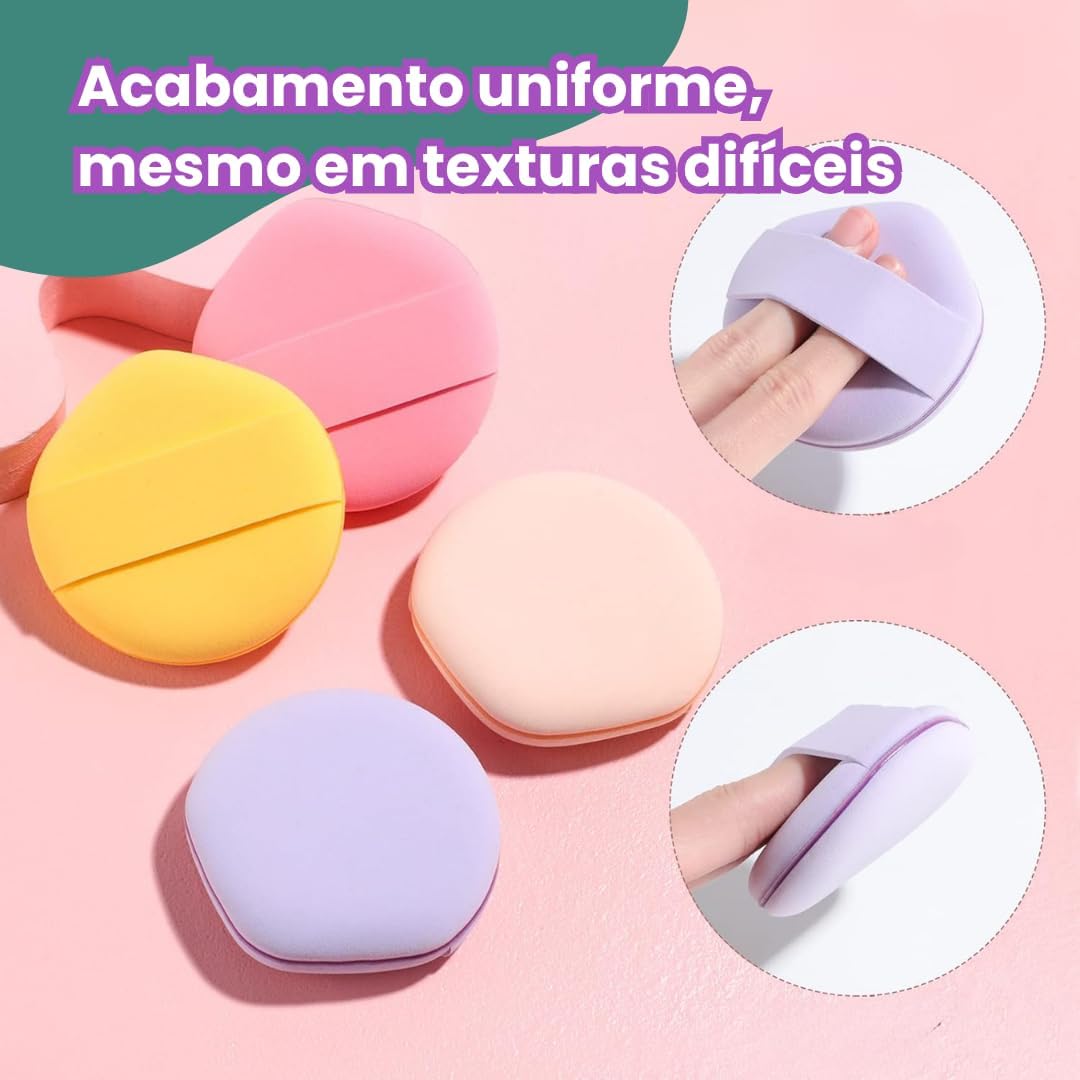 Kit 4 Esponjas de Maquiagem – Toque Macio, Alta Elasticidade, Aplicação Impecável, Cores Pastel Premium para Base, Corretivo e Pó Compacto - Imagem 6