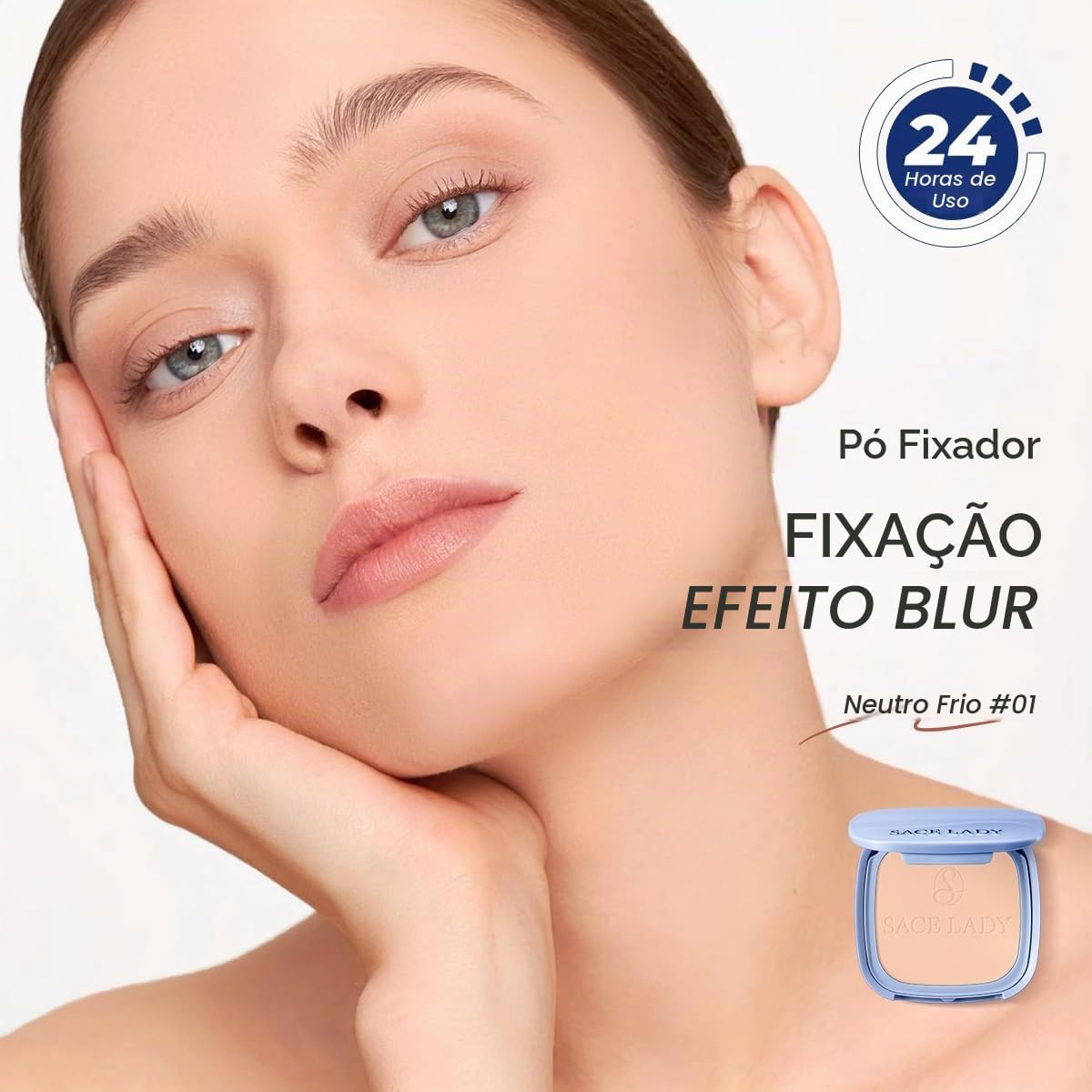 SACE LADY Maquiagem à prova d'água em pó facial, sem talco, neutro - Imagem 3