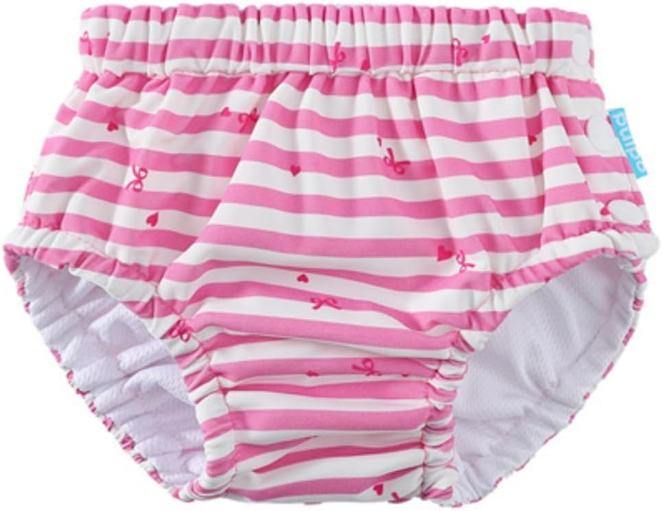 Pulpo Fralda de Piscina Reutilizável UV50+, 6 a 24 Meses, Estampada (Listrado Rosa, Até 6 meses)