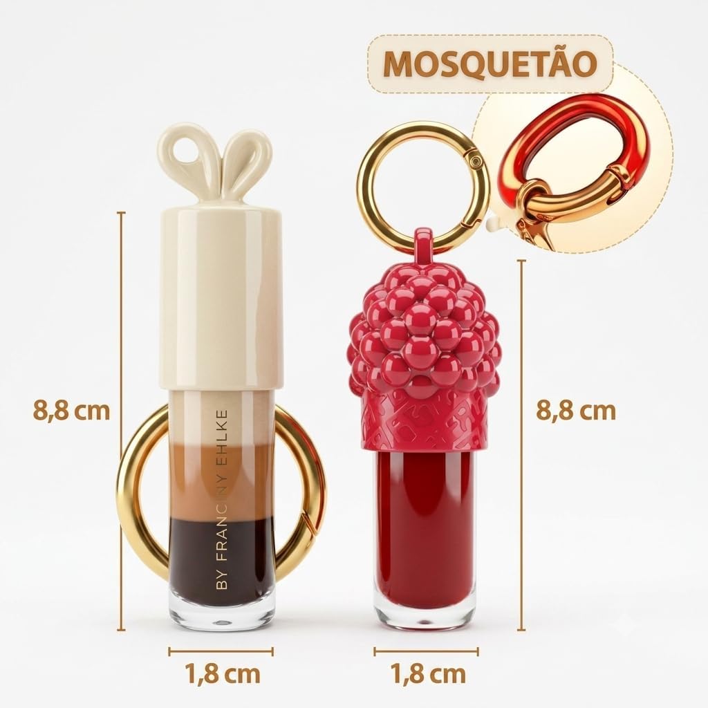 Kit 2 Brilho Labial Gloss Boca - Chocolate e Framboesa - Imagem 6