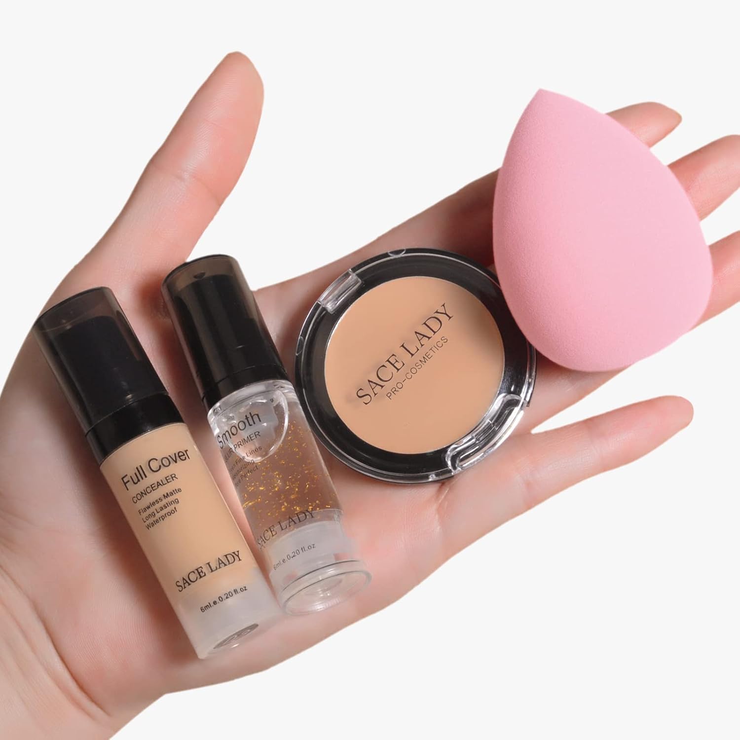 Kit de maquiagem corretivo de cobertura total à prova d'água com esponja primária - Base líquida fosca para rosto, olhos e capa de cicatriz de acne - Imagem 6