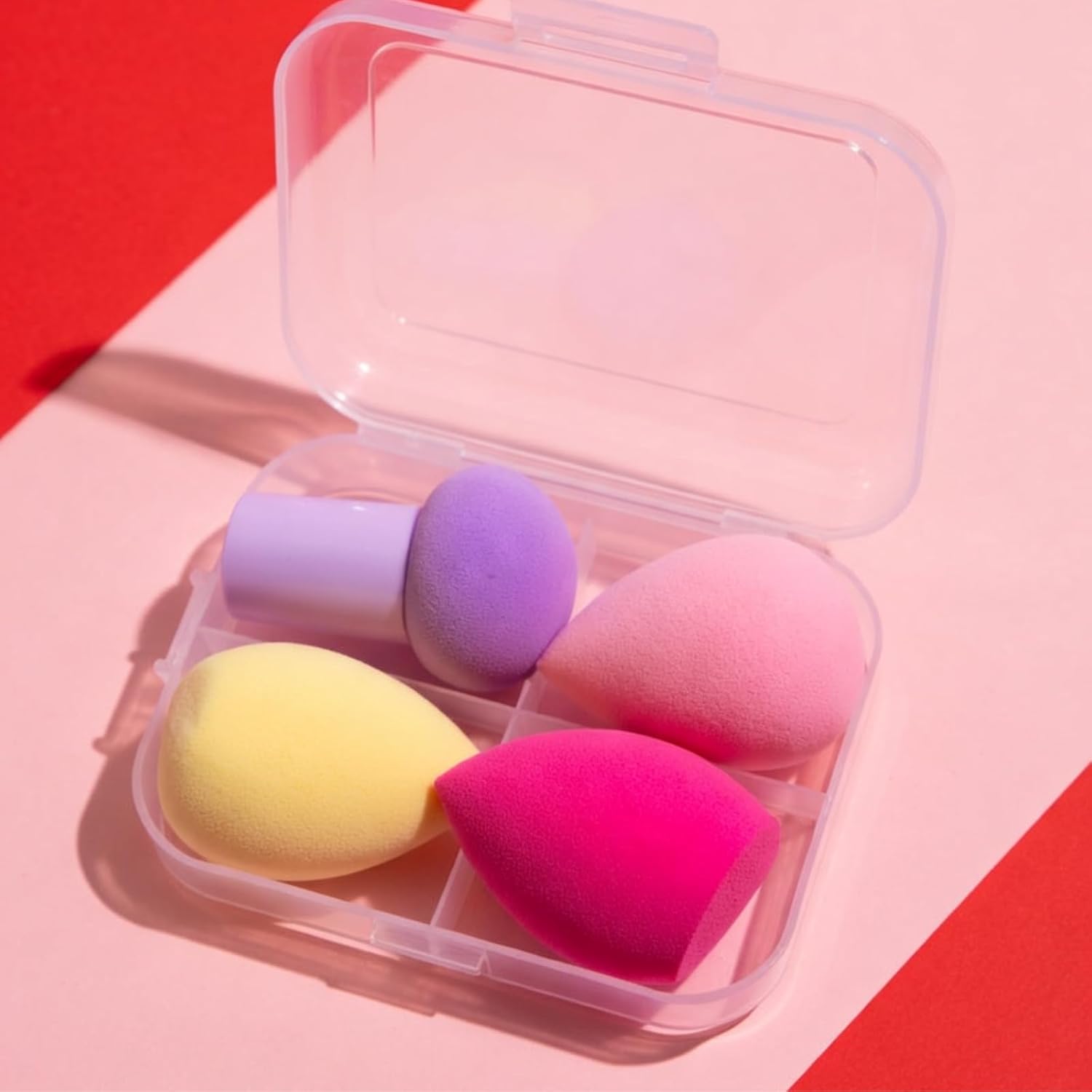 Kit Esponjas para Maquiagem Profissional com Estojo 1 Esponja Cogumelo 3 Esponjas Gota 3D – Aplicação de Base, Corretivo, Contorno, Pó, Blush e Iluminador - Imagem 6