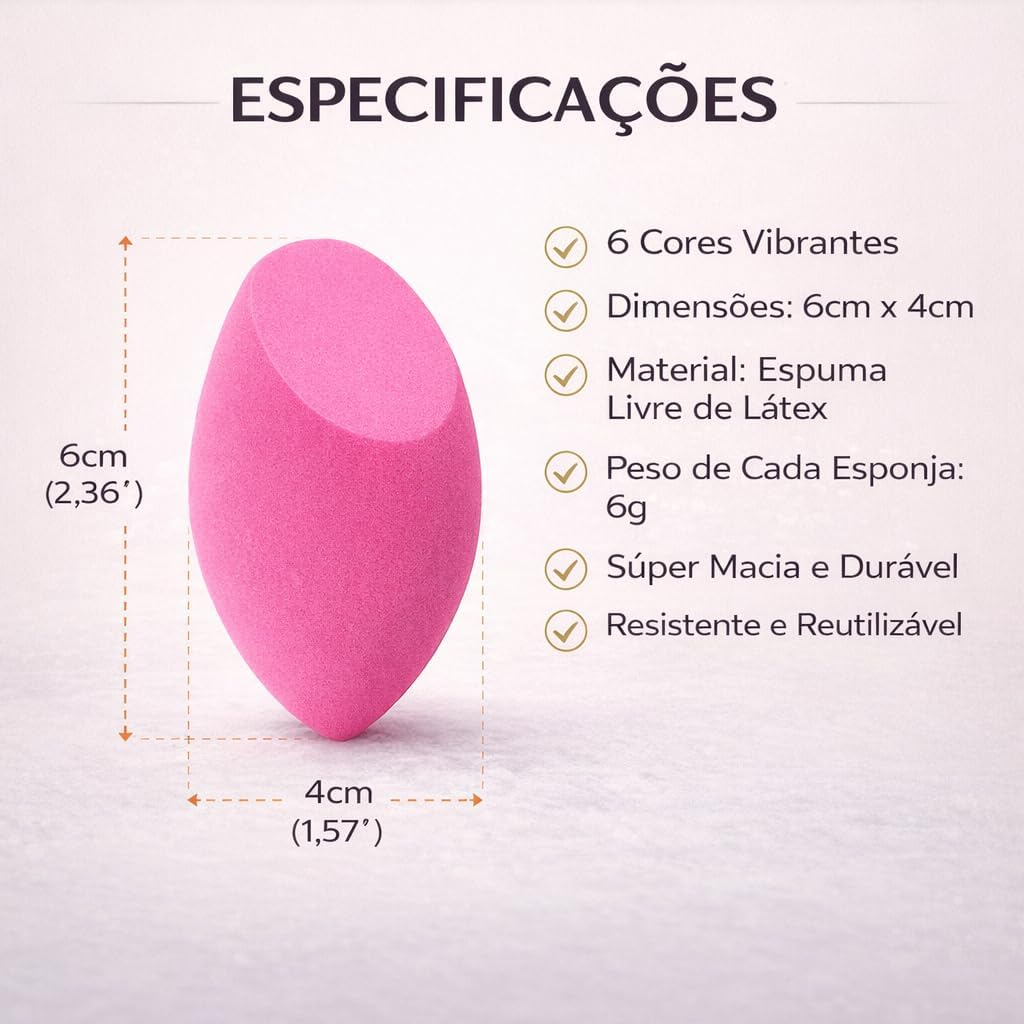 Kit com 12 Esponjas de Maquiagem Profissionais em Espuma Macia - Acabamento Natural Uso Seco ou Úmido - Imagem 3