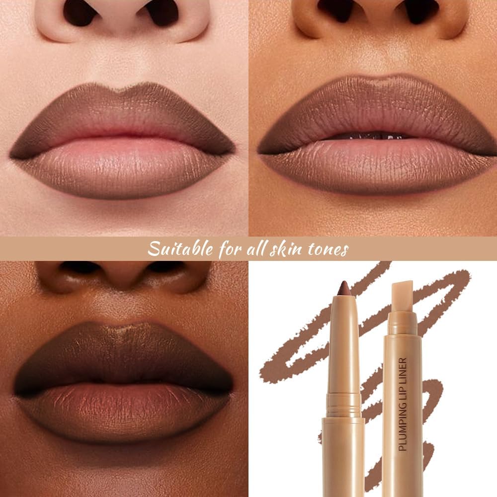 Lápis delineador labial fosco, delineador labial volumoso, fórmula cremosa de longa duração, com borrão de silicone para definir contornos e esculpir lábios, delineadores labiais de giz de - Imagem 4