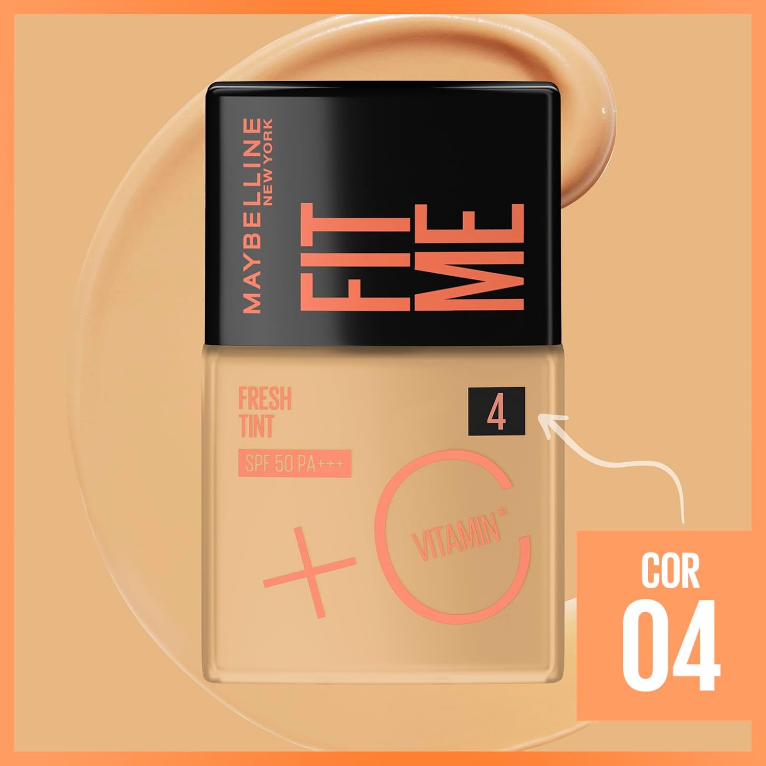 Maybelline NY Fit Me Fresh Tint Base Líquida, Proporciona Efeito Glow Natural, Controla a Oleosidade e Uniformiza a Pele com Vitamina C e FPS 50, Cor 04, 30ml - Imagem 6