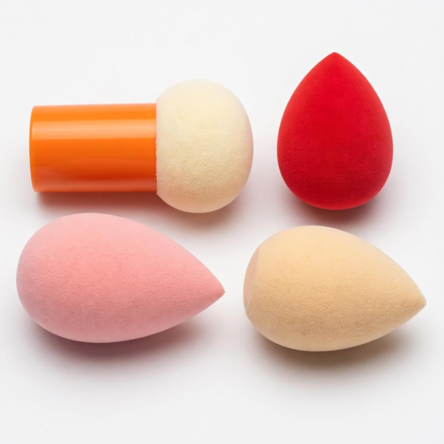 Kit Esponjas para Maquiagem Profissional com Estojo 1 Esponja Cogumelo 3 Esponjas Gota 3D – Aplicação de Base, Corretivo, Contorno, Pó, Blush e Iluminador