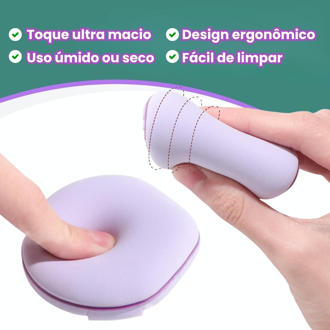 Kit 4 Esponjas de Maquiagem – Toque Macio, Alta Elasticidade, Aplicação Impecável, Cores Pastel Premium para Base, Corretivo e Pó Compacto - Imagem 4