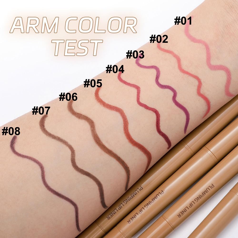 Lápis delineador labial fosco, delineador labial volumoso, fórmula cremosa de longa duração, com borrão de silicone para definir contornos e esculpir lábios, delineadores labiais de giz de - Imagem 7