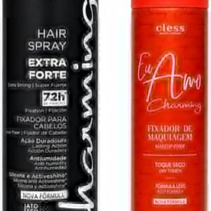 Kit Cless Charming Hair Spray Extra Forte 72h, 400ml + Fixador de Maquiagem Eu Amo, Toque Seco, 150ml