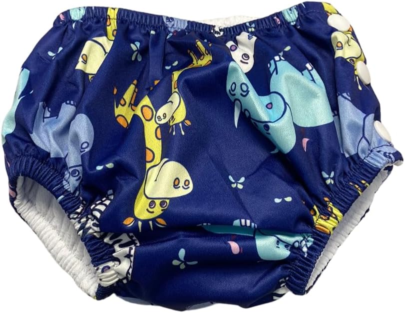 Fralda Sunga para Bebê Piscina Reutilizável Impermeável - Sunga Calcinha Biquini Natação Infantil Ecológica (Animais, Grande)