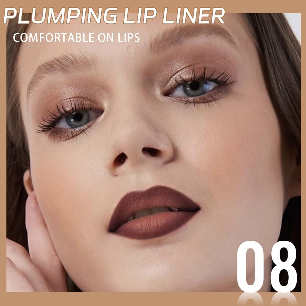 Lápis delineador labial fosco, delineador labial volumoso, fórmula cremosa de longa duração, com borrão de silicone para definir contornos e esculpir lábios, delineadores labiais de giz de - Imagem 3