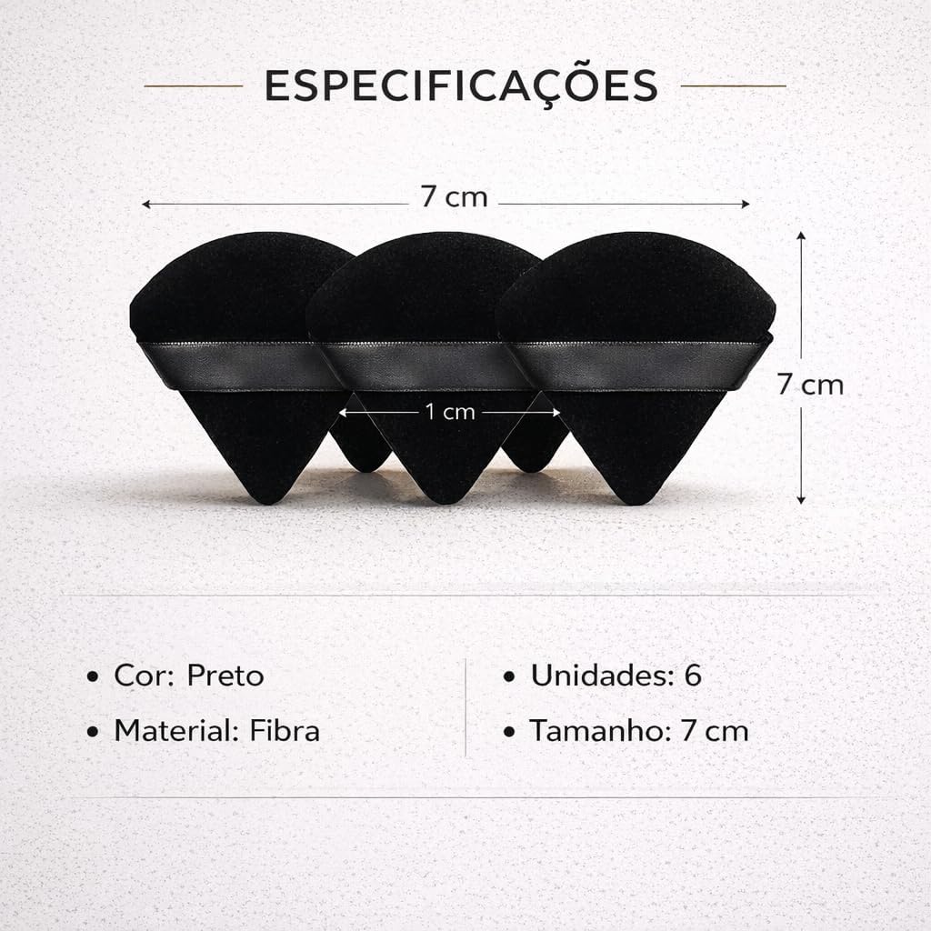 Kit 6 Esponjas de Maquiagem Veludo Ultra Macio - Aplicador Triangular e Base Arredondada para Alta Cobertura, Precisão e Acabamento Profissional - Imagem 4