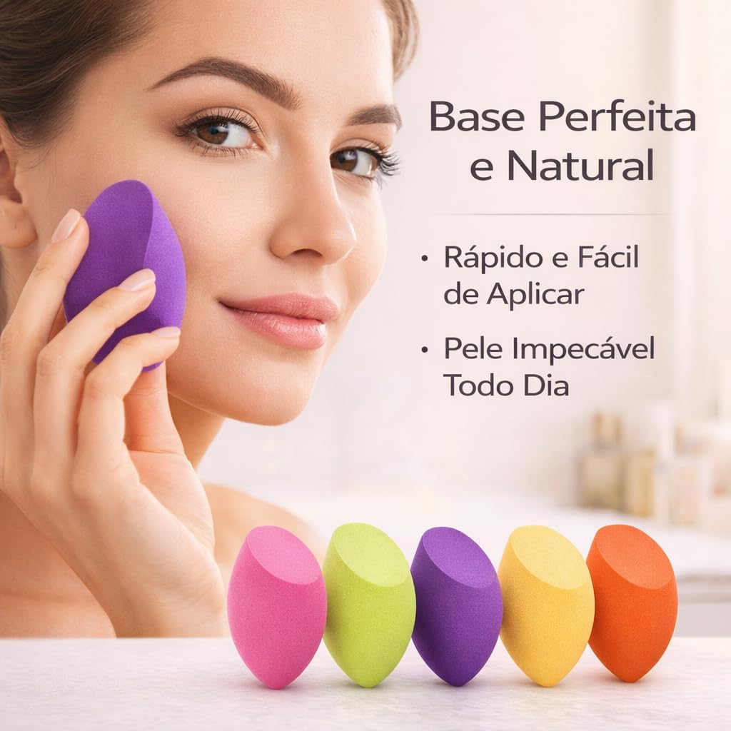 Kit com 12 Esponjas de Maquiagem Profissionais em Espuma Macia - Acabamento Natural Uso Seco ou Úmido - Imagem 4