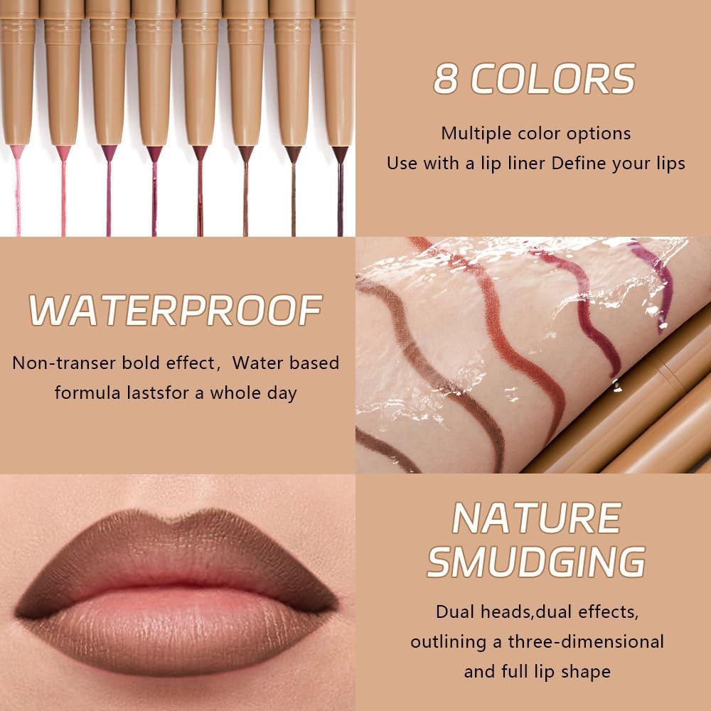 Lápis delineador labial fosco, delineador labial volumoso, fórmula cremosa de longa duração, com borrão de silicone para definir contornos e esculpir lábios, delineadores labiais de giz de - Imagem 6