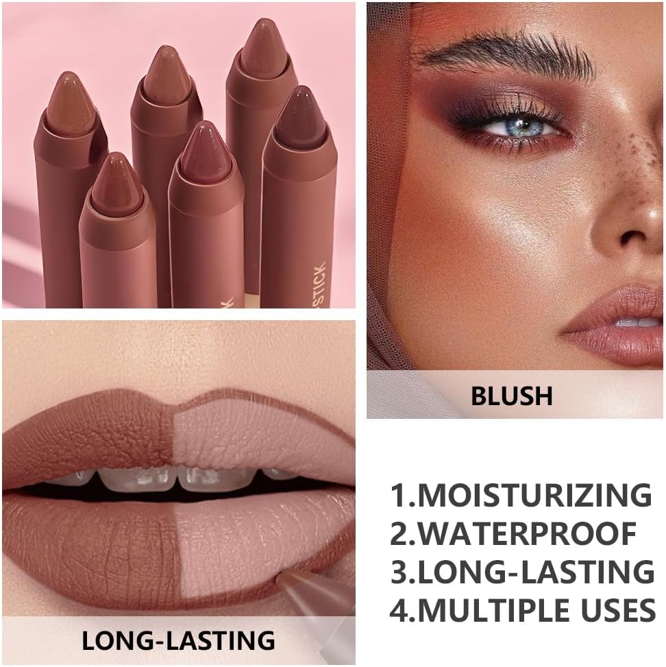 BINGBRUSH Combo de delineador labial e batom 2 em 1, lápis labial à prova d'água de longa duração, à prova de manchas, maquiagem labial feminina pigmentada Hign (02#Blush Whisper) - Imagem 4