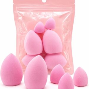 Kit 7 Esponjas de Maquiagem Tipo Coxinha para Base Corretivo e Contorno Tamanhos Variados Aplicação Uniforme e Precisão no Acabamento
