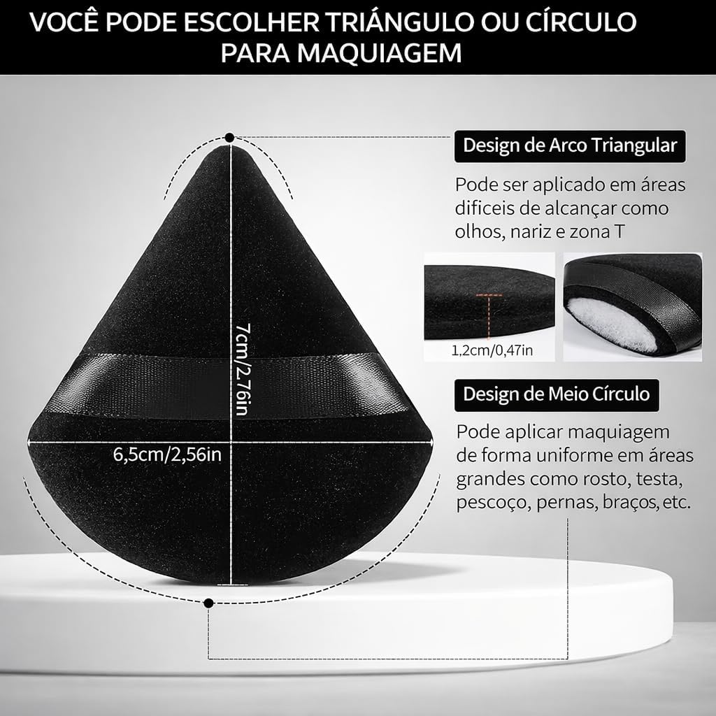 Kit 6 Esponjas de Maquiagem Veludo Ultra Macio - Aplicador Triangular e Base Arredondada para Alta Cobertura, Precisão e Acabamento Profissional - Imagem 6