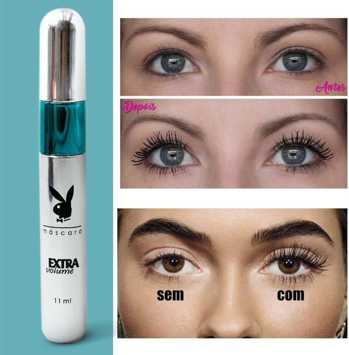 Máscara de Cílios Playboy 2 em 1 Extra Volume Hb84599 - Rímel para Volume e Definição de Longa Duração - Imagem 5