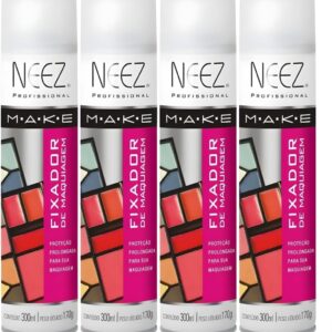 Kit 4X Fixador De Maquiagem Profissional Neez Spray Alta Duração Proteção Hidratante 300ml