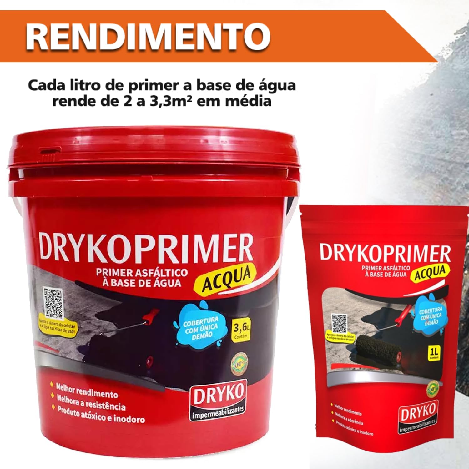 Primer Acqua Dryko Asfáltico Base D'Água para Manta Asfáltica - Galão 3,600 litros - Imagem 3