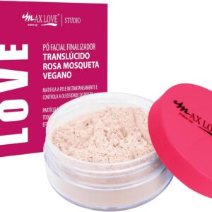 Pó Facial Rosa Mosqueta Max Love - Ultrafino, Sela Perfeitamente, Controle de Oleosidade, Efeito Natural, Maquiagem - Cosméticos