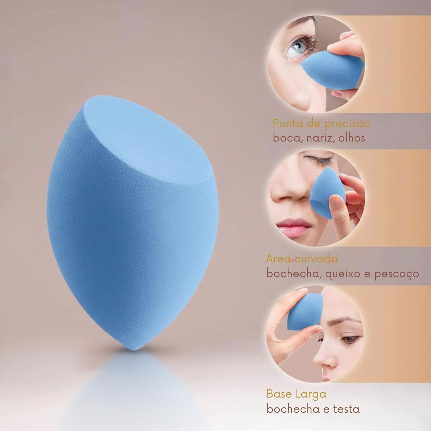 Kit 6 Esponjas de Maquiagem Facial Blender Formato Gota Macia - Imagem 3