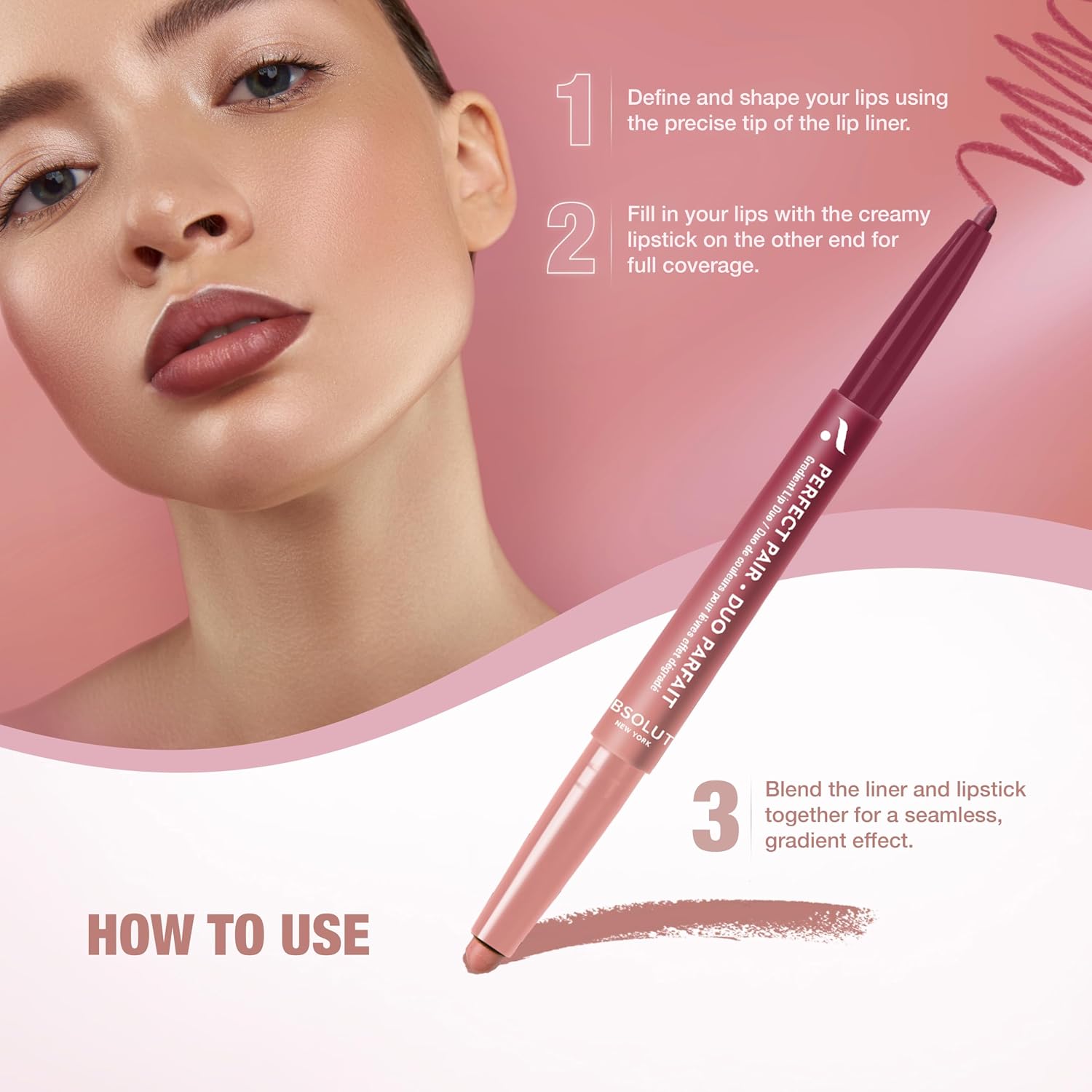 Lápis Labial Duplo Perfect Pair - Old Hollywood - Absolute New York - Imagem 8