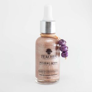 Primer Iluminador Facial Vegano Tekohá 30ml – Sérum Pré-Make Efeito Glow com Açaí, Vitamina E, Antioxidante, Disfarce de Poros e Alta Fixação.
