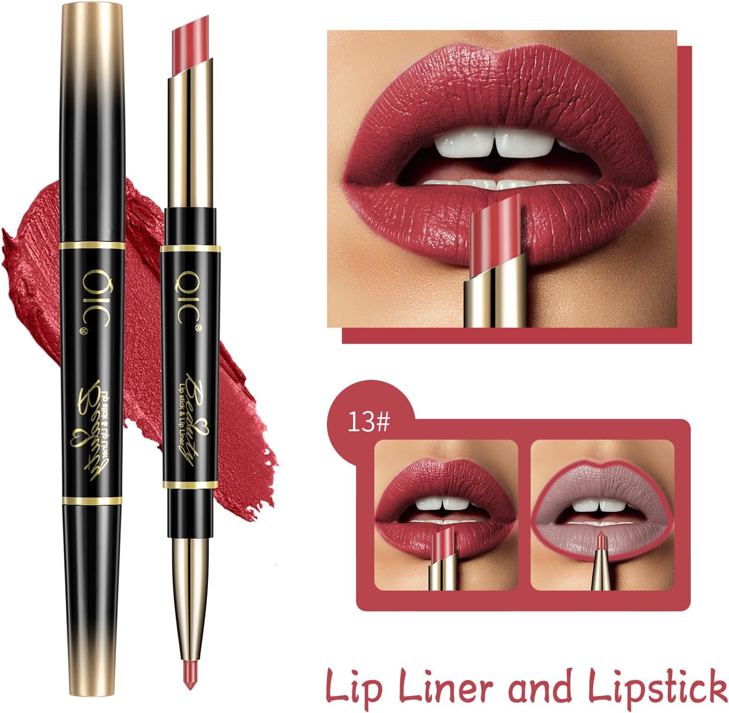 Delineador labial e batom de toranja para mulheres, batom 2 em 1 de longa duração com delineador labial, lápis lipliner, batom impermeável 24 horas com delineador labial - Imagem 2