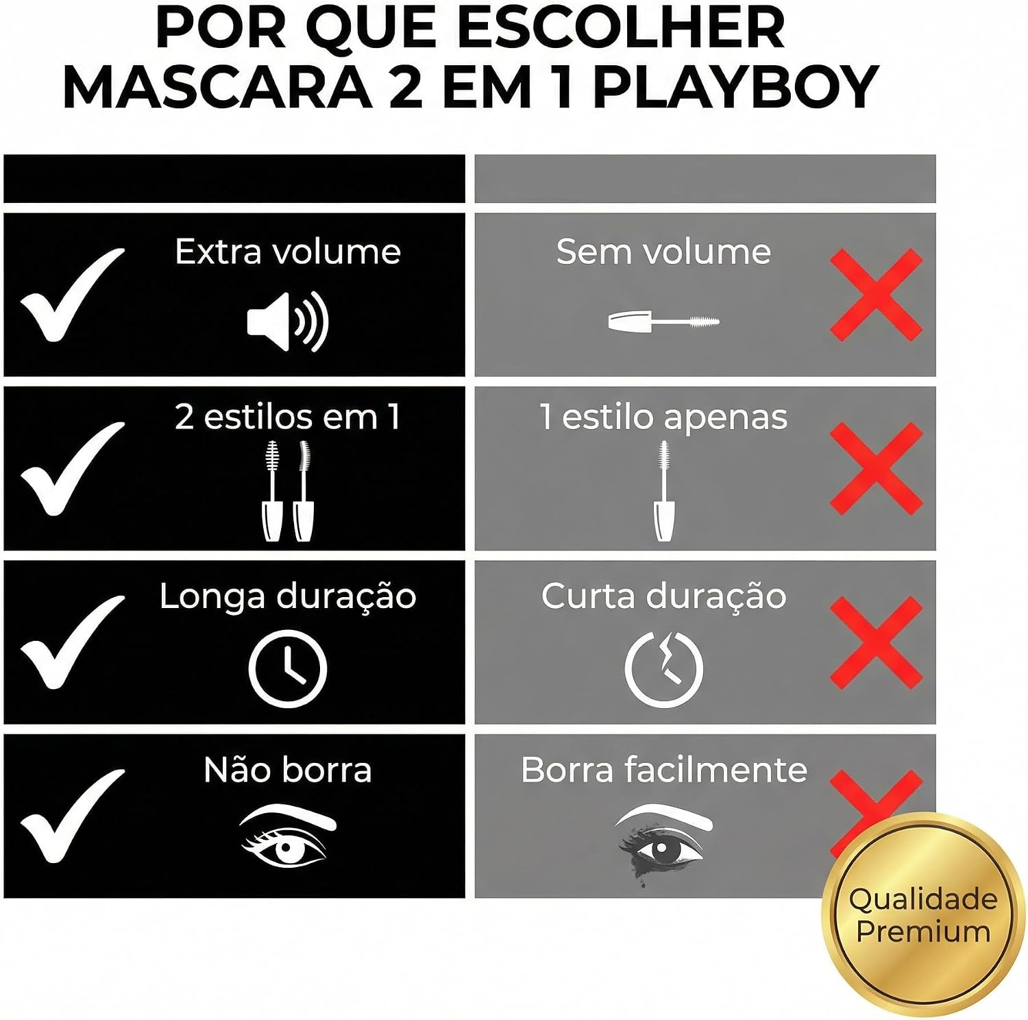 Máscara de Cílios Playboy 2 em 1 Extra Volume Hb84599 - Rímel para Volume e Definição de Longa Duração - Imagem 8