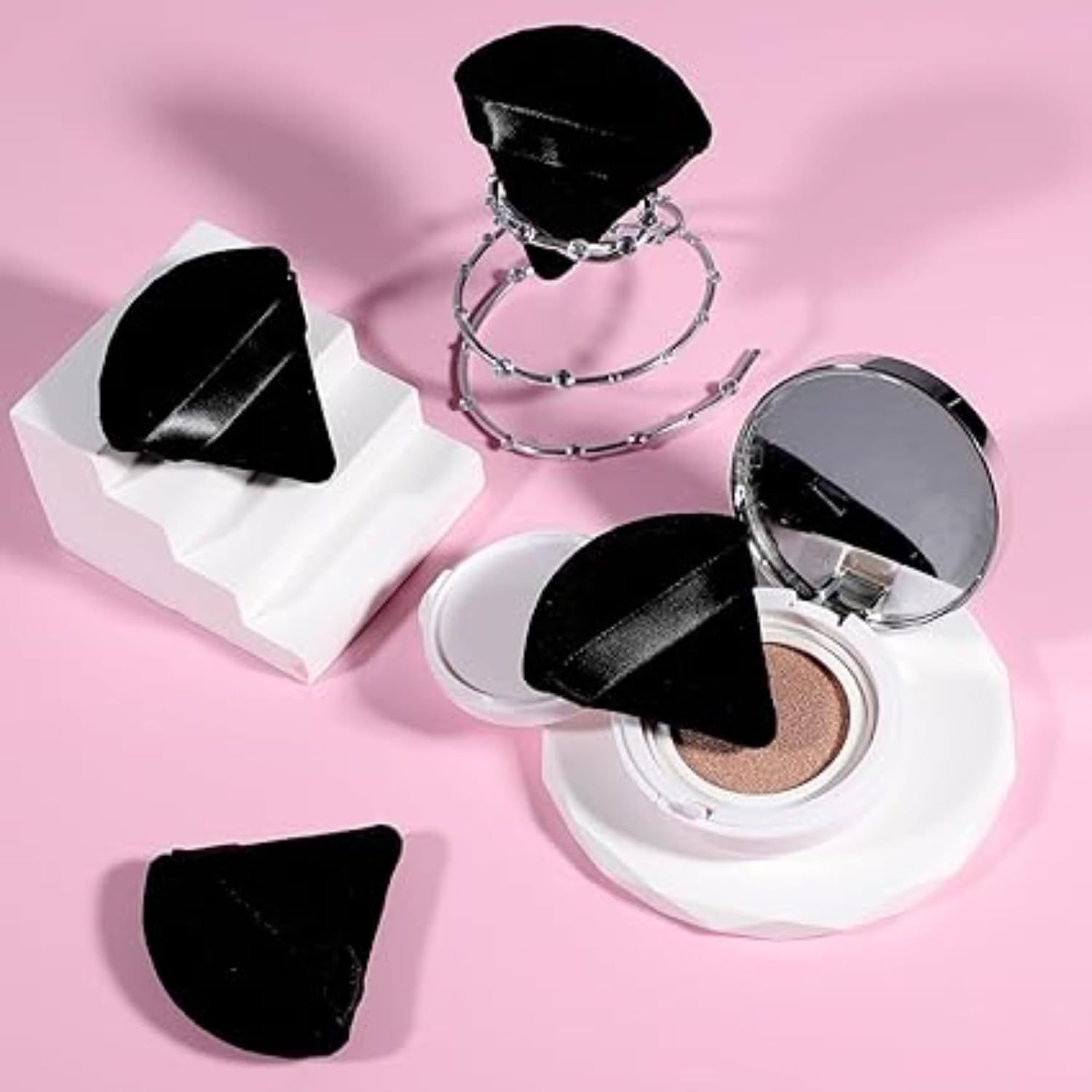 Kit 6 Esponjas de Maquiagem Veludo Ultra Macio - Aplicador Triangular e Base Arredondada para Alta Cobertura, Precisão e Acabamento Profissional - Imagem 9