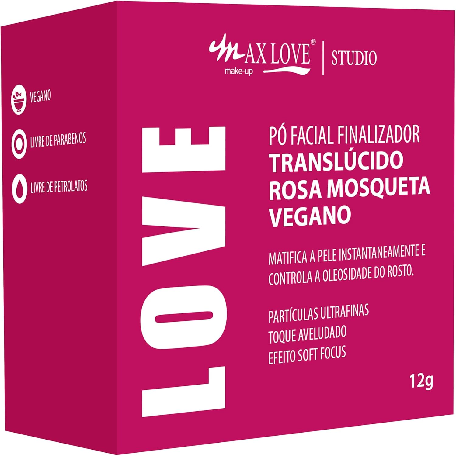Pó Facial Rosa Mosqueta Max Love - Ultrafino, Sela Perfeitamente, Controle de Oleosidade, Efeito Natural, Maquiagem - Cosméticos - Imagem 3