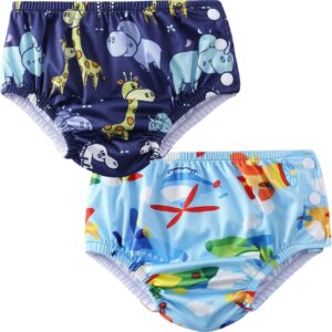 Acqua di Mare kit c/2 Sunga com Fralda Reutilizável de Piscina para Bebê Menino 6 a 24 meses