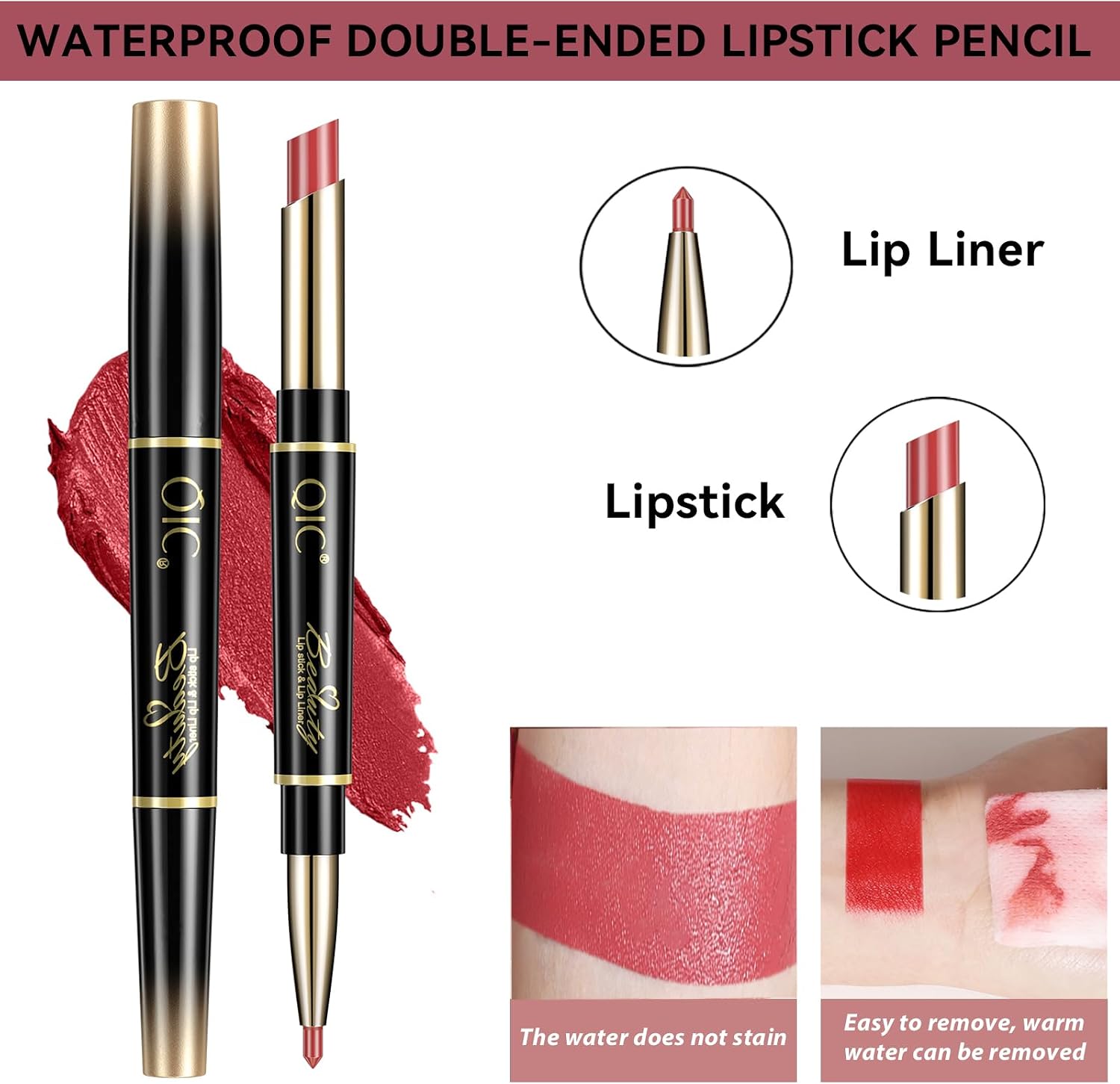 Delineador labial e batom de toranja para mulheres, batom 2 em 1 de longa duração com delineador labial, lápis lipliner, batom impermeável 24 horas com delineador labial - Imagem 3
