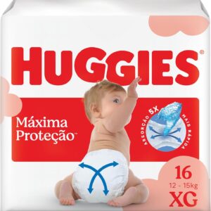 Fralda Descartável Huggies Máxima Proteção Tamanho XG 16 unidades – Nova fralda Supreme Care aberta com tecnologia Xtra-Flex, canais em X que se adaptam aos movimentos e máxima proteção sem fralda caída (embalagem pode variar)