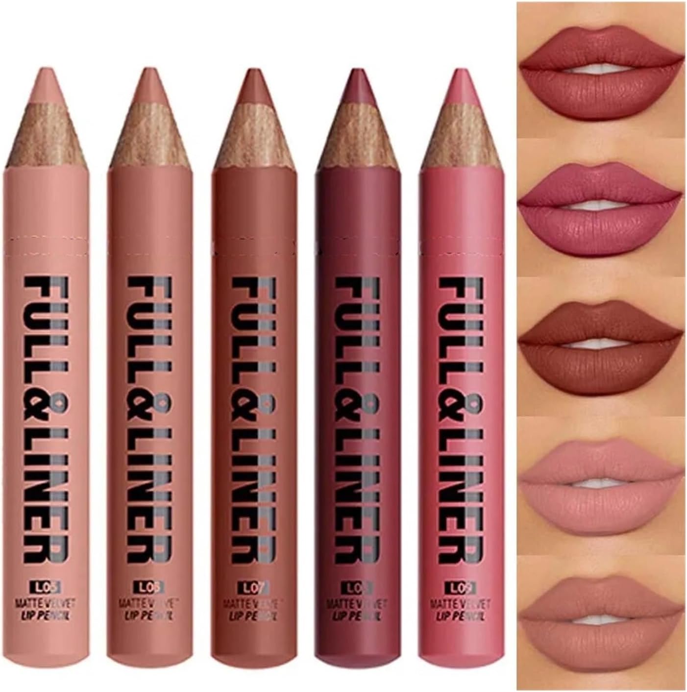 Lápis Labial Mate Marrom Contorno Batom Longa Duração Madeira Maquiagem - Imagem 2