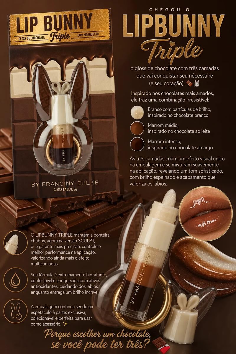 Kit 2 Brilho Labial Gloss Boca - Chocolate e Framboesa - Imagem 4