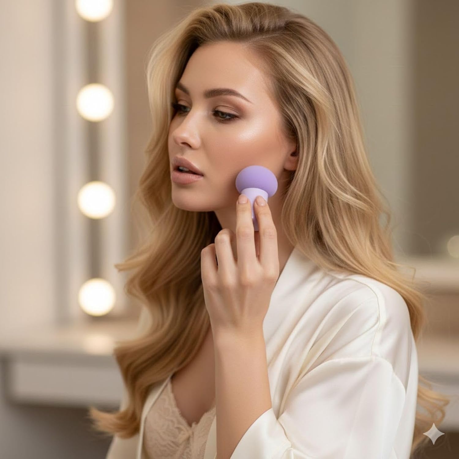 Kit Esponjas para Maquiagem Profissional com Estojo 1 Esponja Cogumelo 3 Esponjas Gota 3D – Aplicação de Base, Corretivo, Contorno, Pó, Blush e Iluminador - Imagem 4