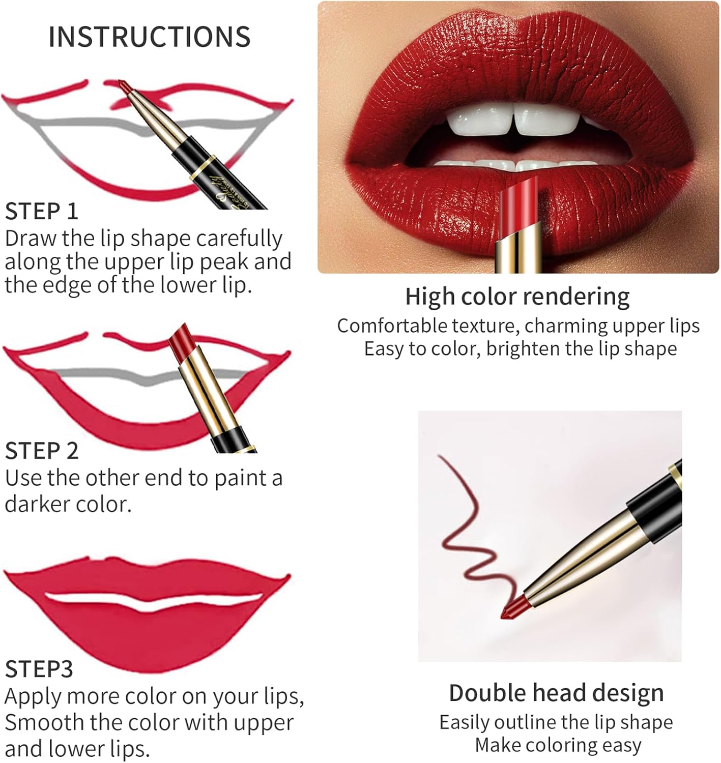 Delineador labial e batom de toranja para mulheres, batom 2 em 1 de longa duração com delineador labial, lápis lipliner, batom impermeável 24 horas com delineador labial - Imagem 6