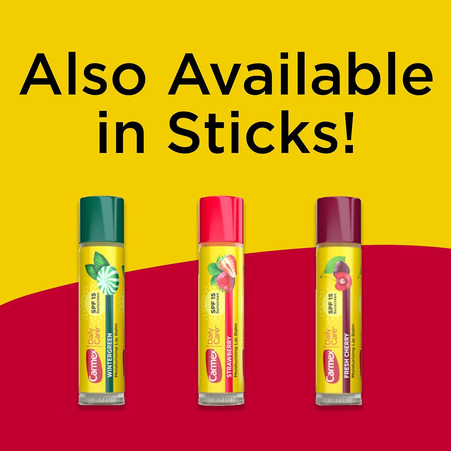 Carmex Pacote de bálsamo labial hidratante Daily Care, protetor labial com protetor solar em cereja fresca, morango e wintergreen - 9,9 g (pacote com 3) - Imagem 8
